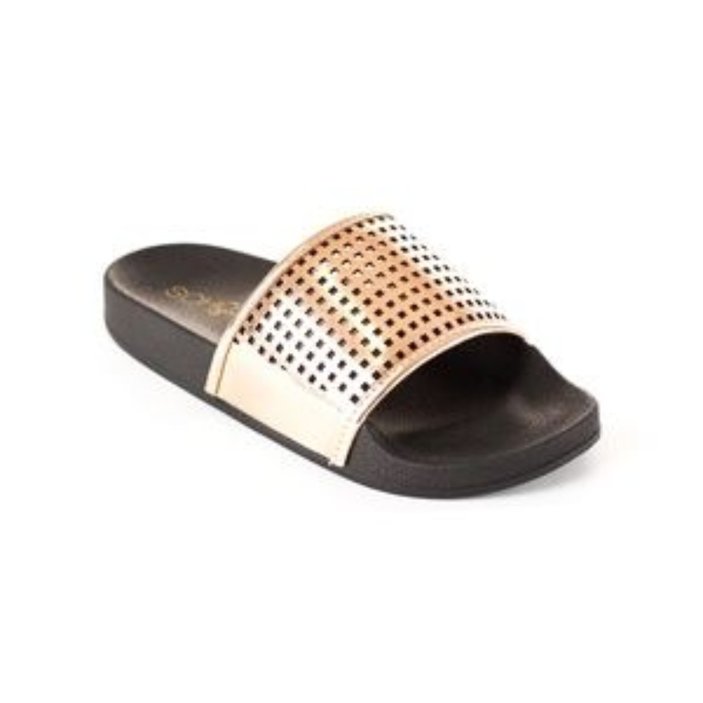 LAST ONE-Perforated Open Toe Slide Sandals, Size 6